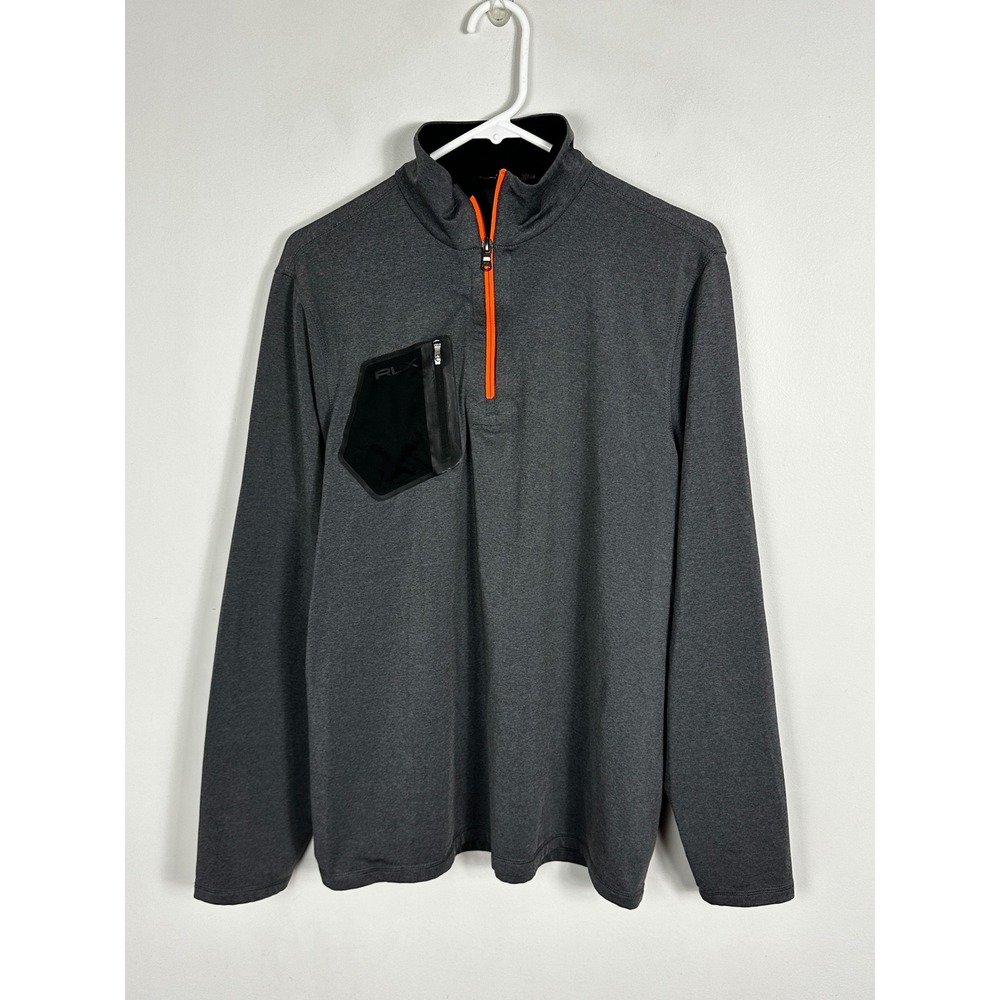 RLX‎ Ralph Lauren Grey Quarter Zip Pullover Performance Shirt Mens Sz Large Gray